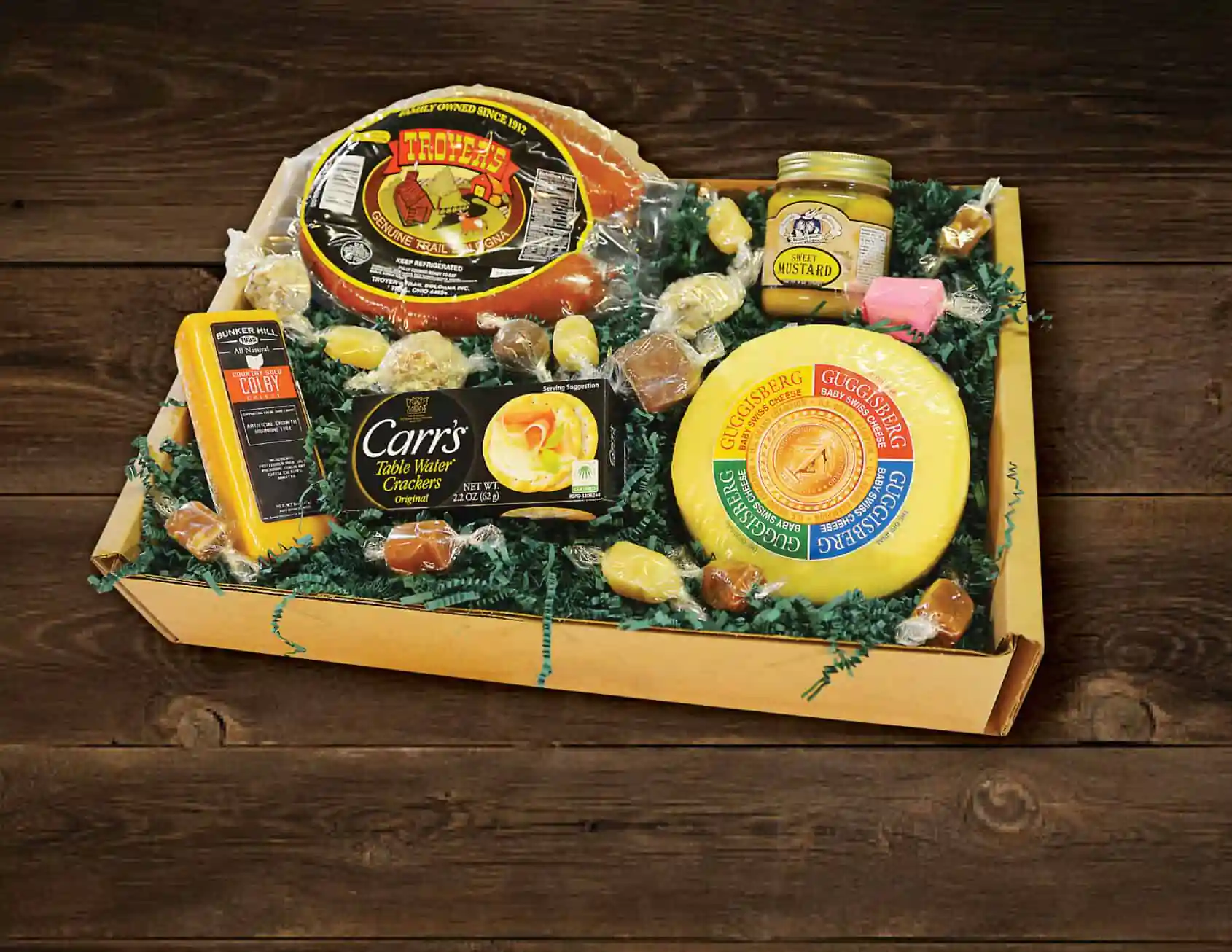 Gift Box #5 - Baby Swiss Cheese and Troyer's Trail Bologna: A Classic Amish Country Combination
